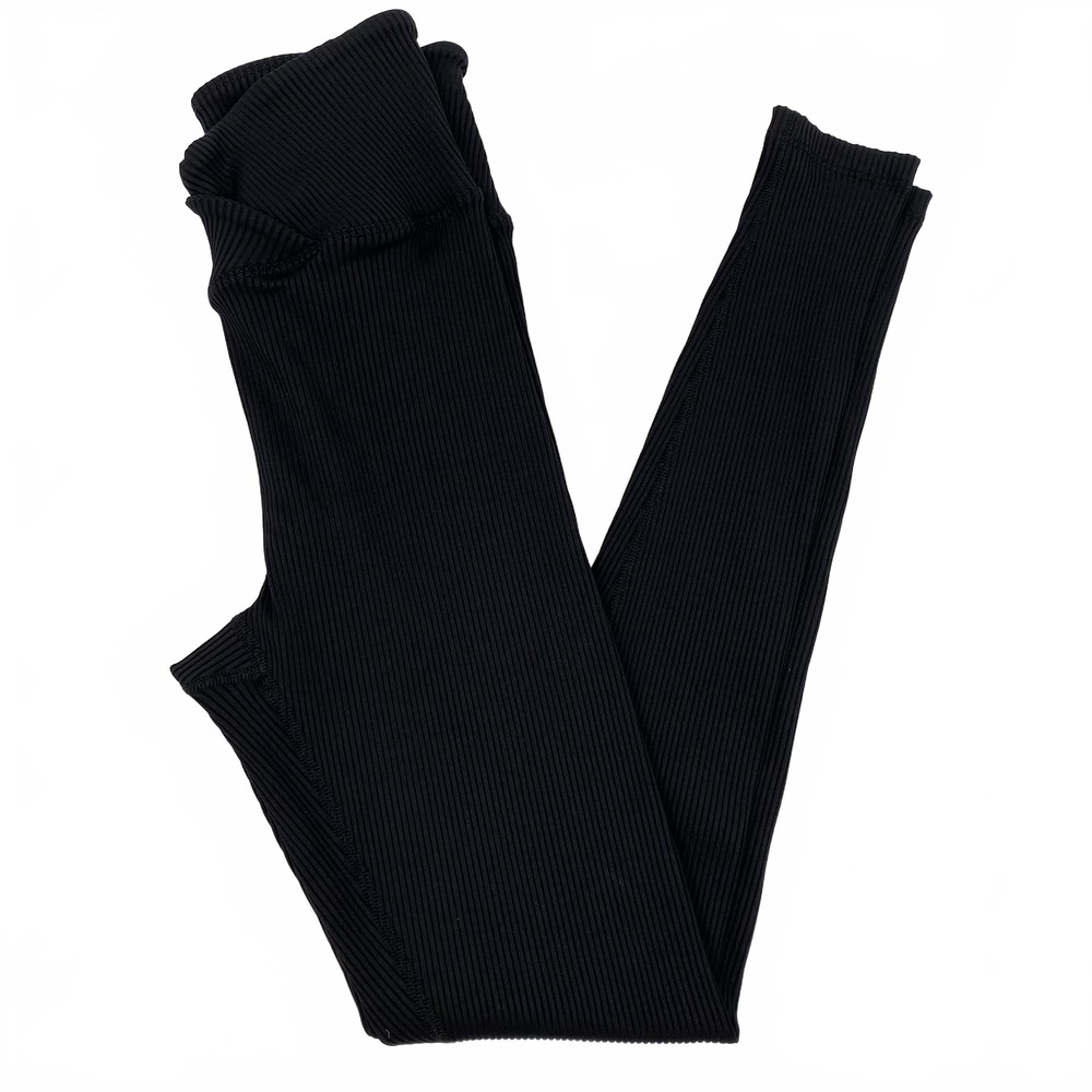Year of Ours Black Ribbed Leggings | Black Nylon Spandex M